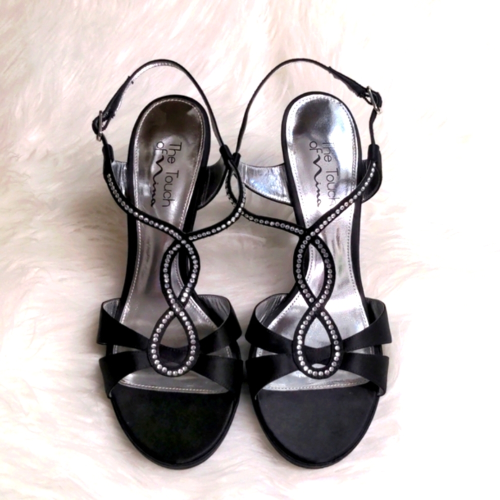 🥂Nina Black Satin Heels